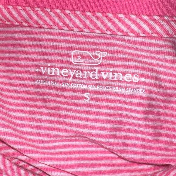 Vineyard Vines Women's Pink Striped Polo Tank Top Whale Logo Small EUC - Picture 6 of 8